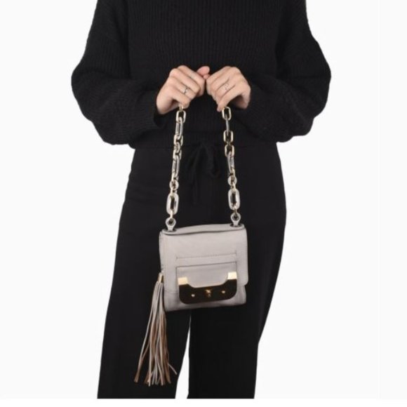 DIANE VON FURSTENBERG HARPER MINI CINZA SHOULDER BAG! - Picture 6 of 16